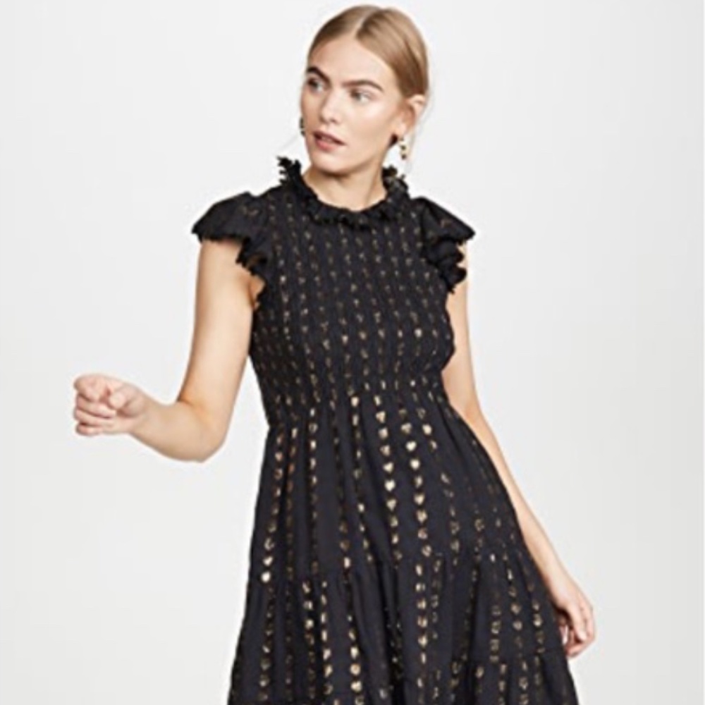 Sea New York Laura Metallic Smocked Dress - Black - Size 2 (NWT)